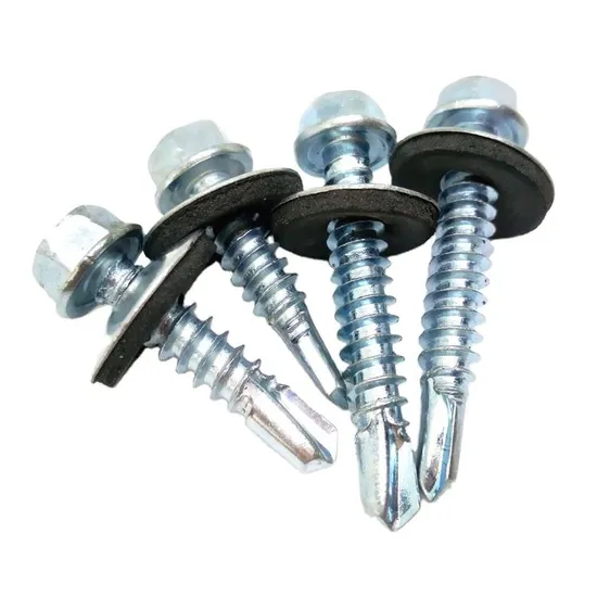 C1022A Blue White Zinc Plated Tex Hex Head Self Drilling Screw with Washer